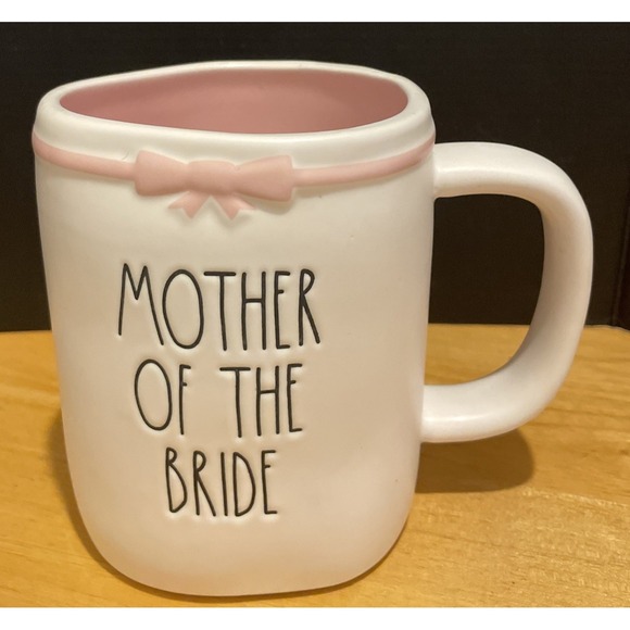 Rae Dunn Magenta Ceramic Mother Of The Bride Coffee Mug Pink White Wedding - Picture 1 of 6